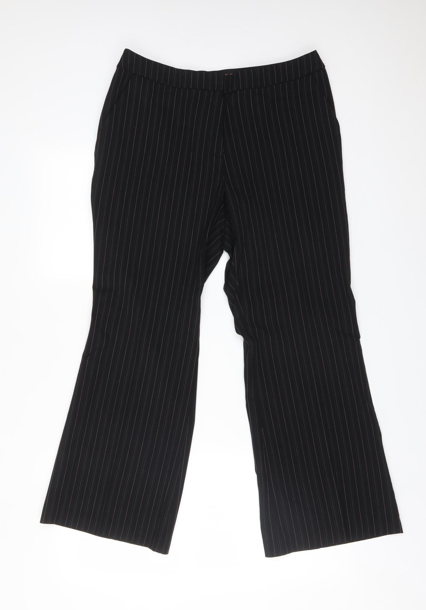 M&S Womens Multicoloured Striped Polyester Dress Pants Trousers Size 12 L28 in Regular