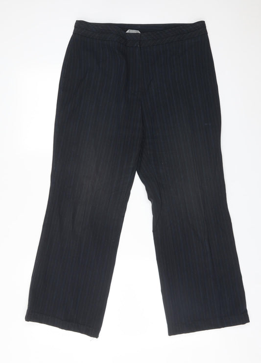 M&S Womens Multicoloured Striped Polyester Trousers  Size 14 L27 in Regular