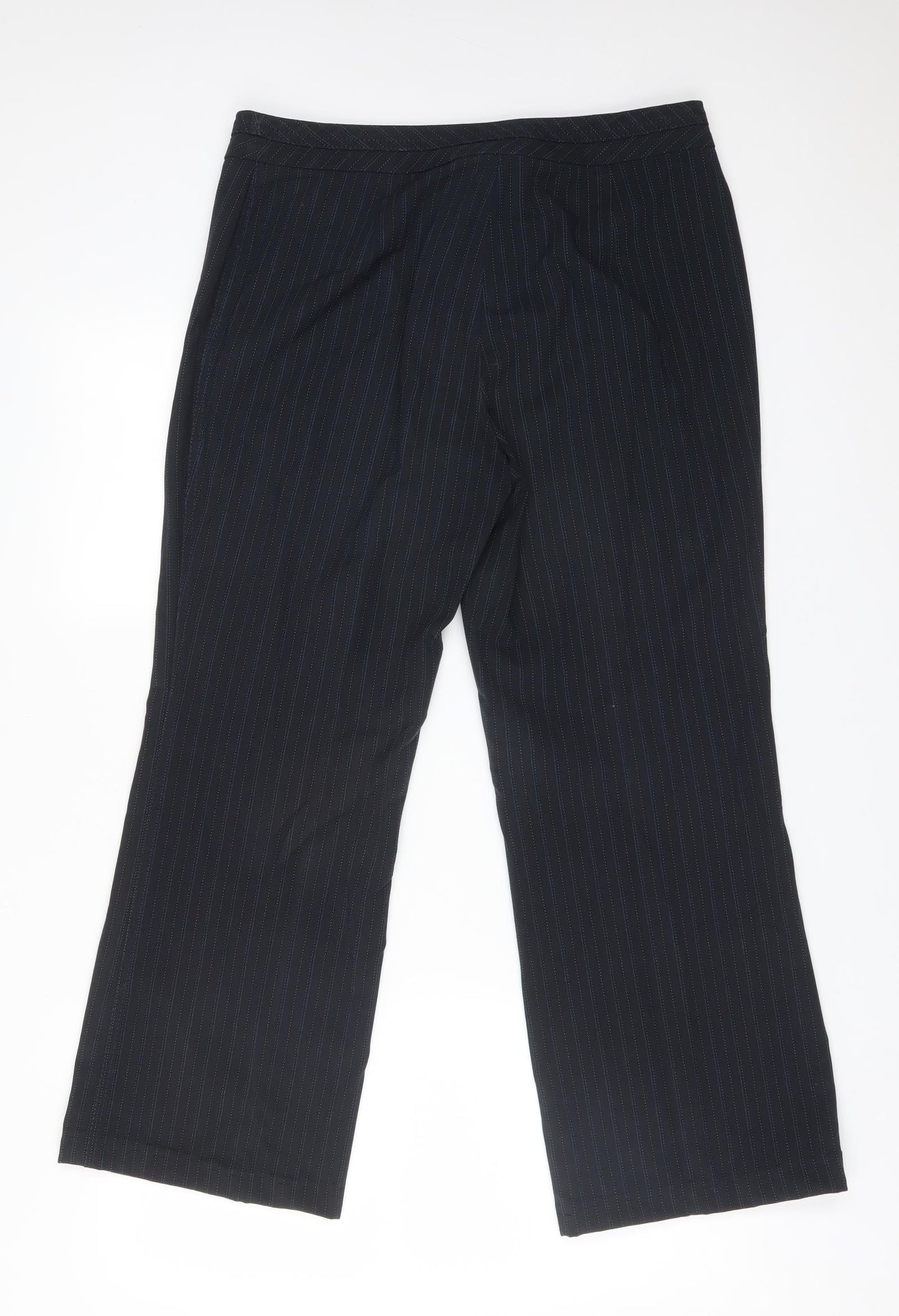 M&S Womens Multicoloured Striped Polyester Trousers  Size 14 L27 in Regular