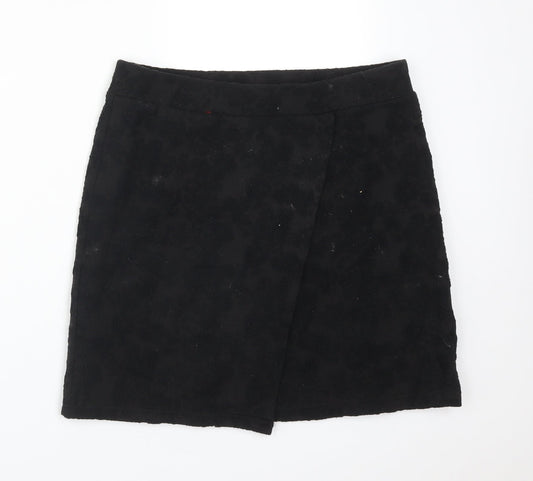 Topshop Womens Black Floral Polyester Straight & Pencil Skirt Size 12