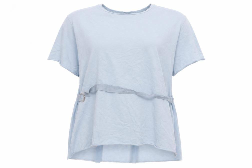 Topshop Womens Blue  Cotton Basic T-Shirt Size 10 Round Neck