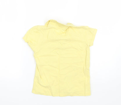 George Girls Yellow  Cotton Basic Polo Size 7-8 Years Collared