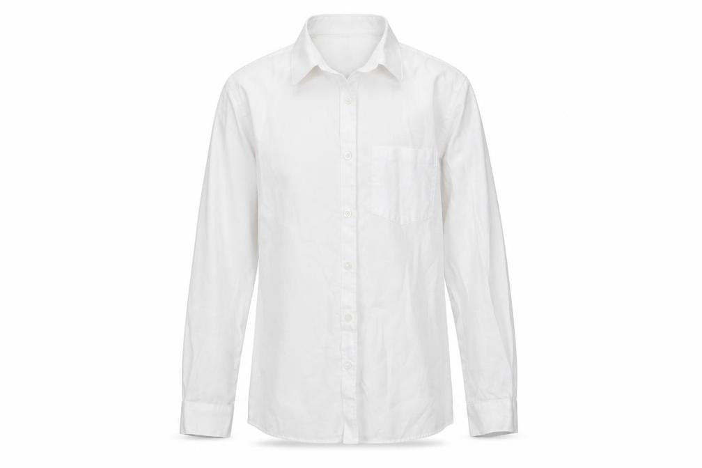 George Girls White  Polyester Basic Button-Up Size 11-12 Years Collared