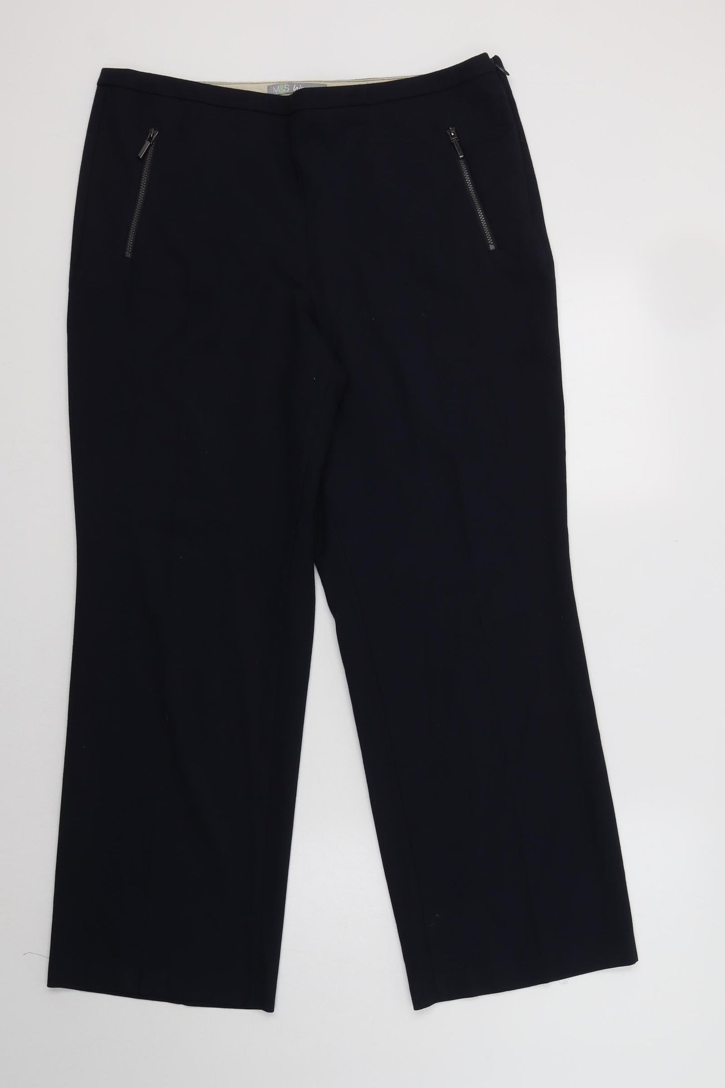 M&S Womens Blue  Polyester Dress Pants Trousers Size 14 L29 in Regular