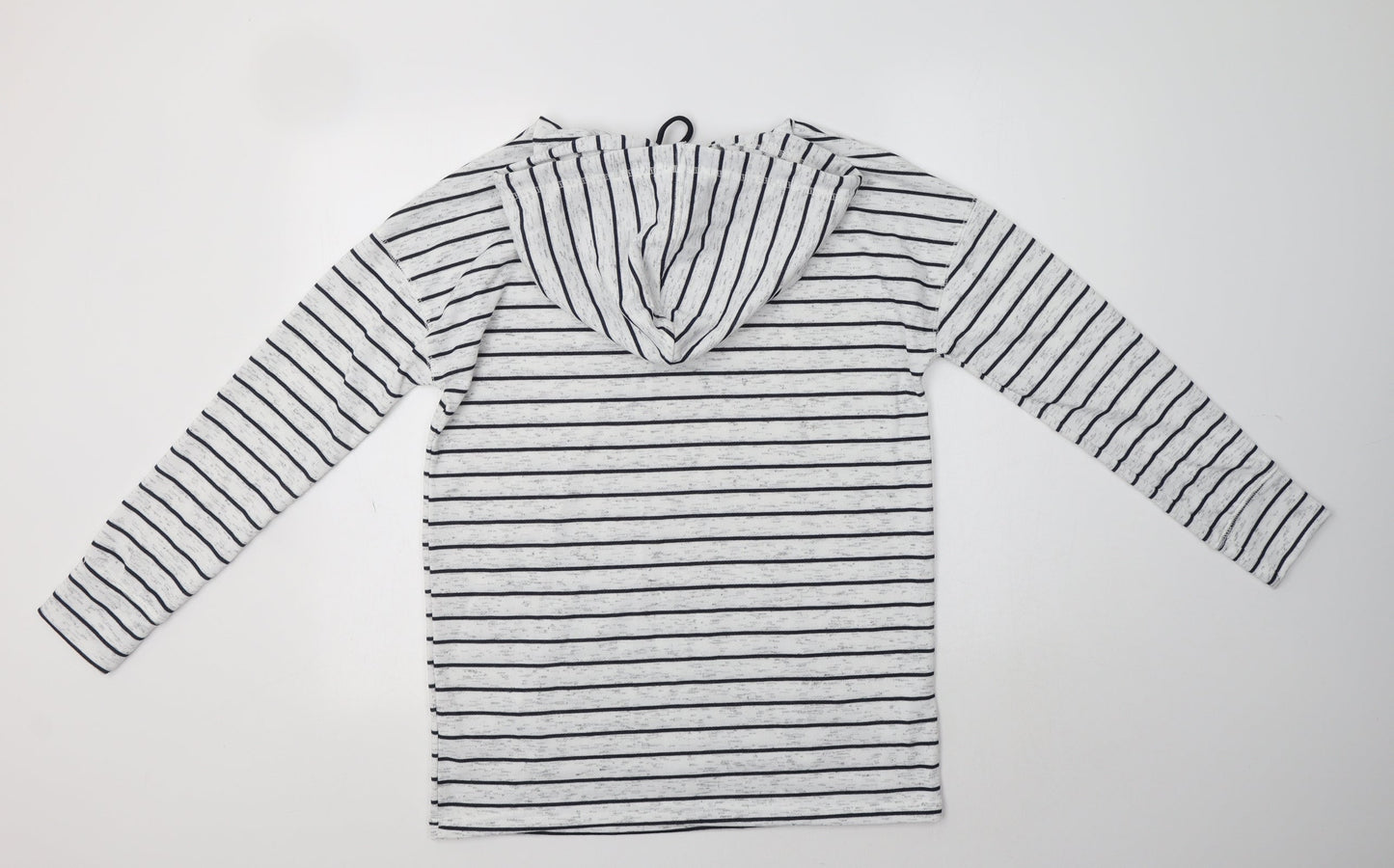 Papaya Womens Grey Striped Polyester Pullover Hoodie Size S