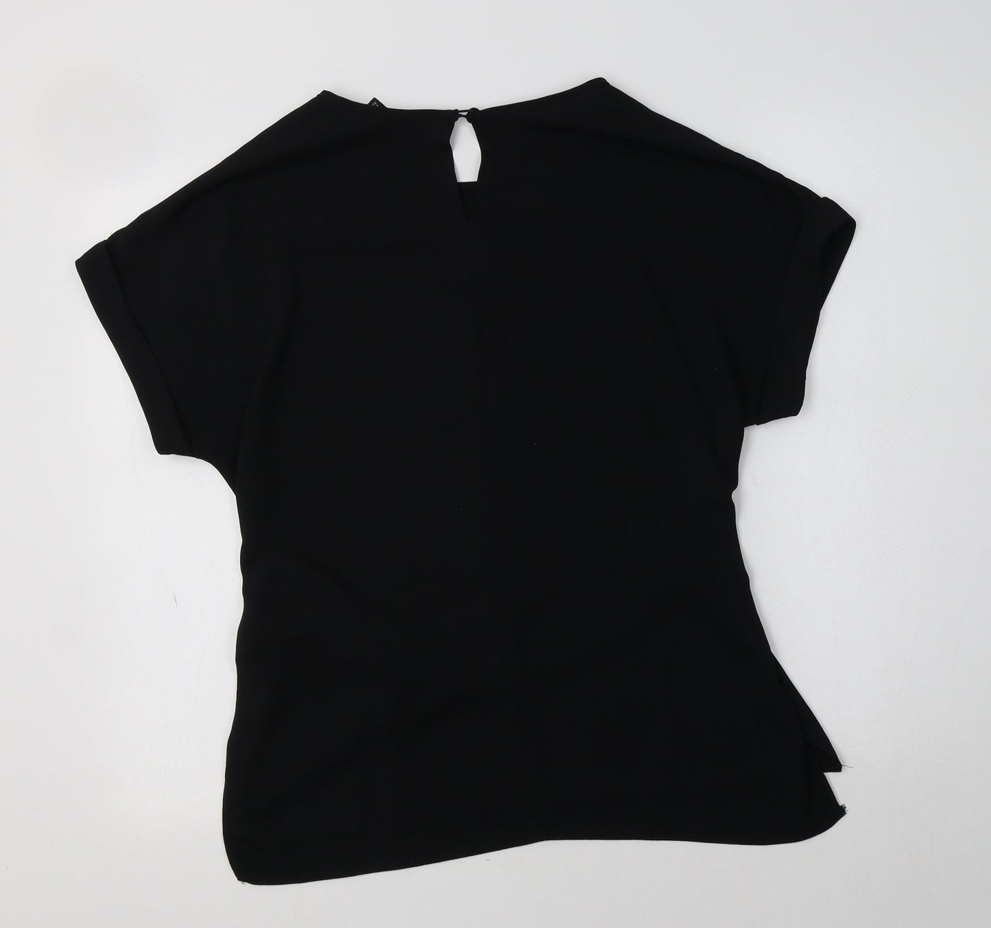 New Look Womens Black  Polyester Basic Blouse Size 10 Crew Neck