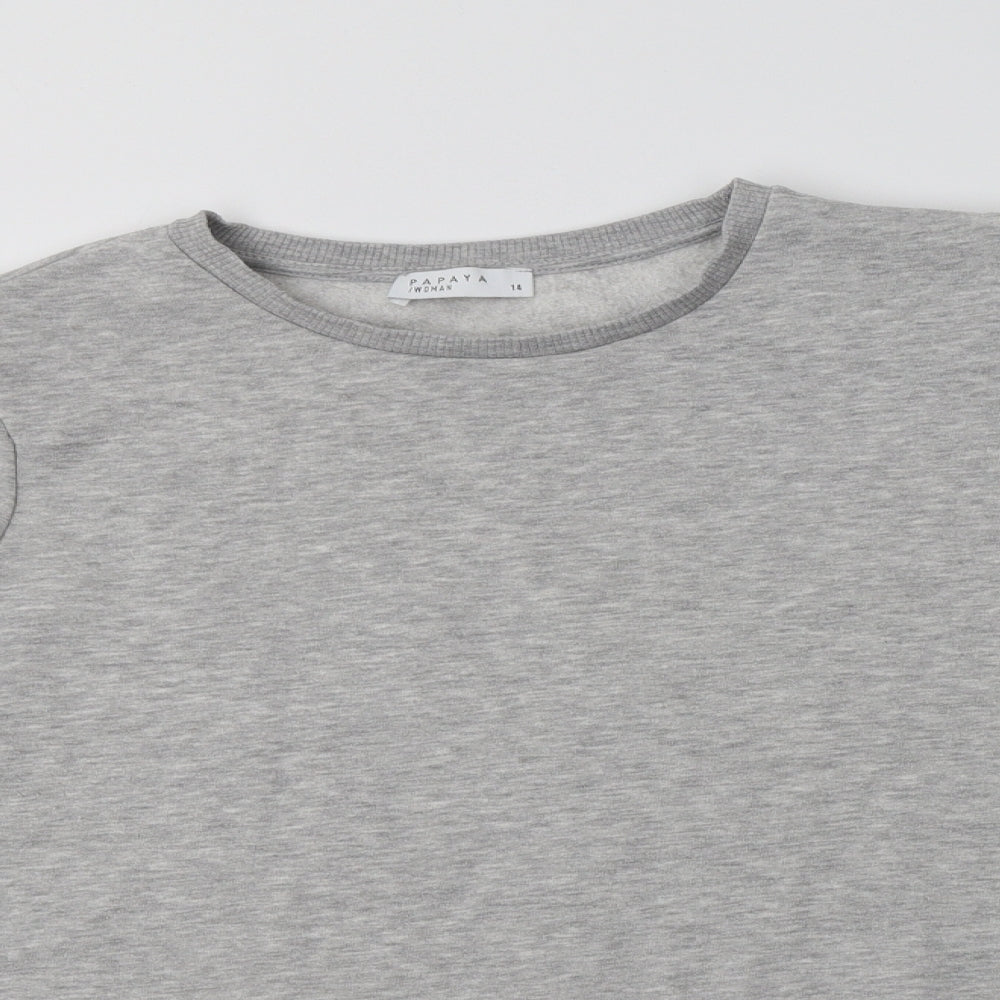 Papaya Womens Grey  Cotton Pullover Sweatshirt Size 14