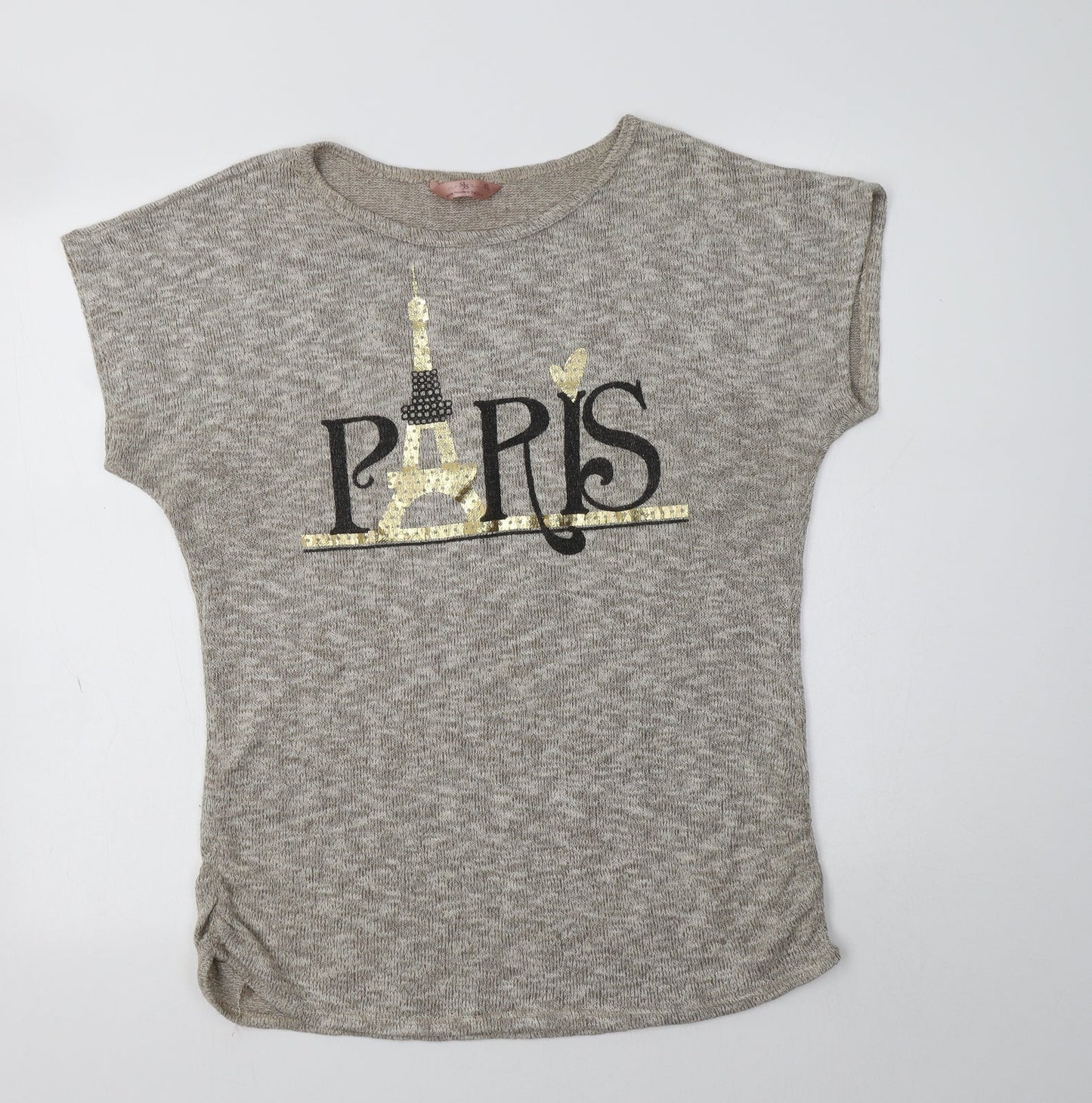 SJS Womens Beige Round Neck  Polyester Pullover Jumper Size XL   - Paris