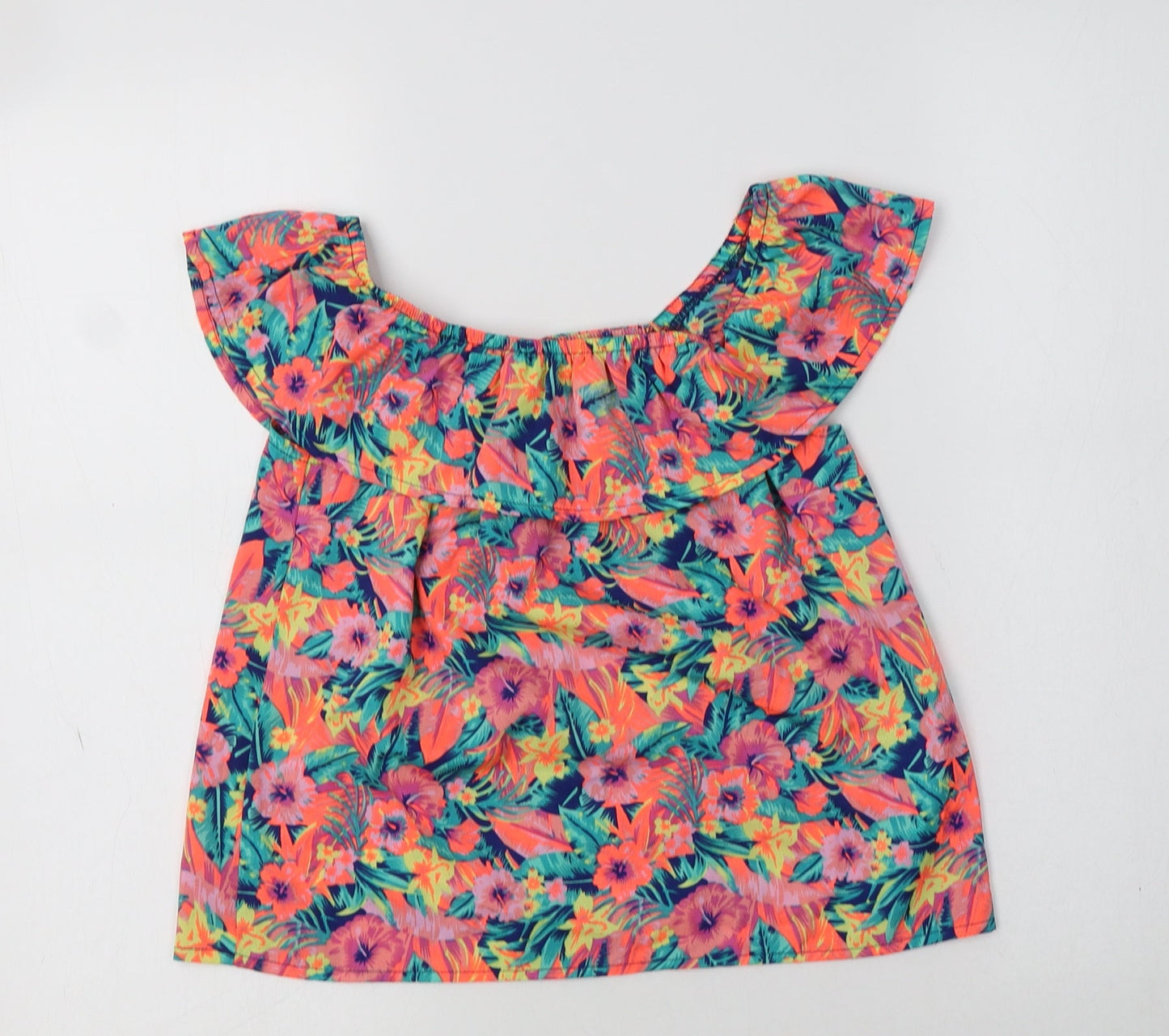 Primark Girls Multicoloured Floral Polyester Basic Blouse Size 11-12 Years Off the Shoulder