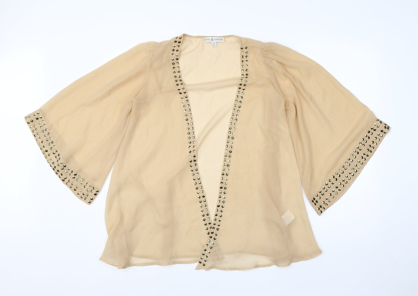 Rare London Womens Beige V-Neck  Polyester Cardigan Jumper Size 6