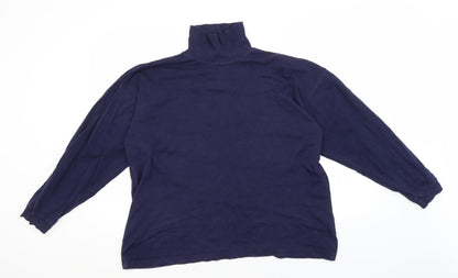 Preloved Country Trader Mens Blue High Neck  Cotton Pullover Jumper - Front