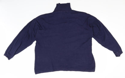 Preloved Country Trader Mens Blue High Neck  Cotton Pullover Jumper - Back