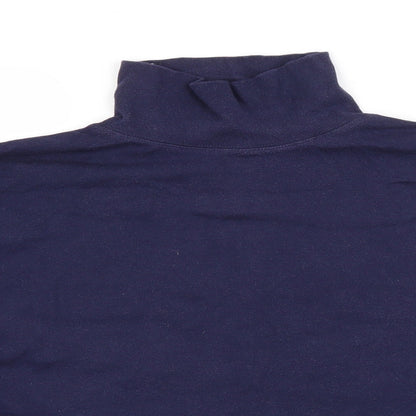 Preloved Country Trader Mens Blue High Neck  Cotton Pullover Jumper - Detail