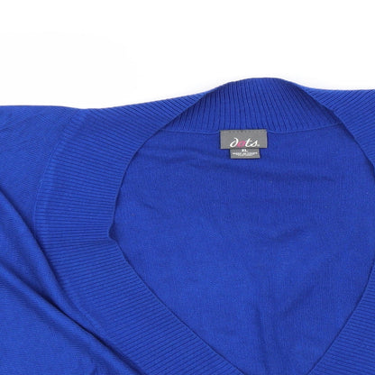 Dots Womens Blue V-Neck  Acrylic Pullover Jumper Size XL