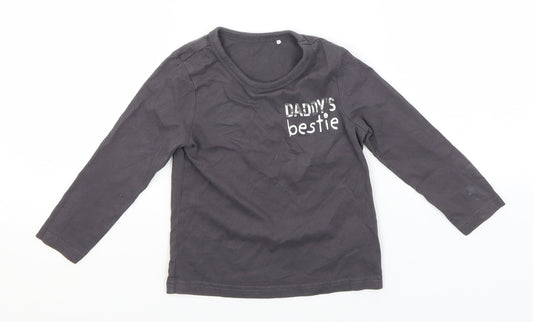 George Boys Grey  Cotton Basic T-Shirt Size 2-3 Years Round Neck  - Daddy's Bestie