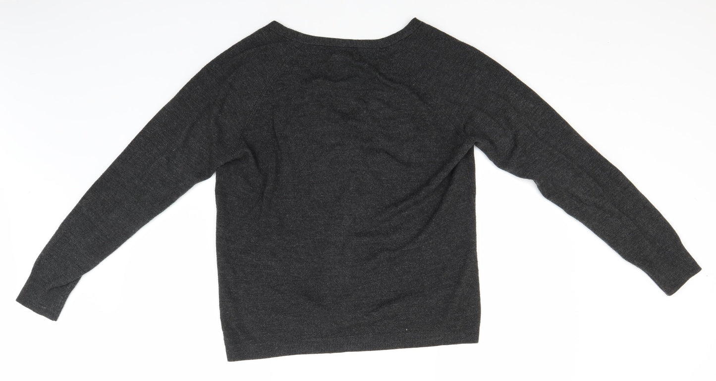 Atmosphere Womens Grey V-Neck  Acrylic Cardigan Jumper Size 14