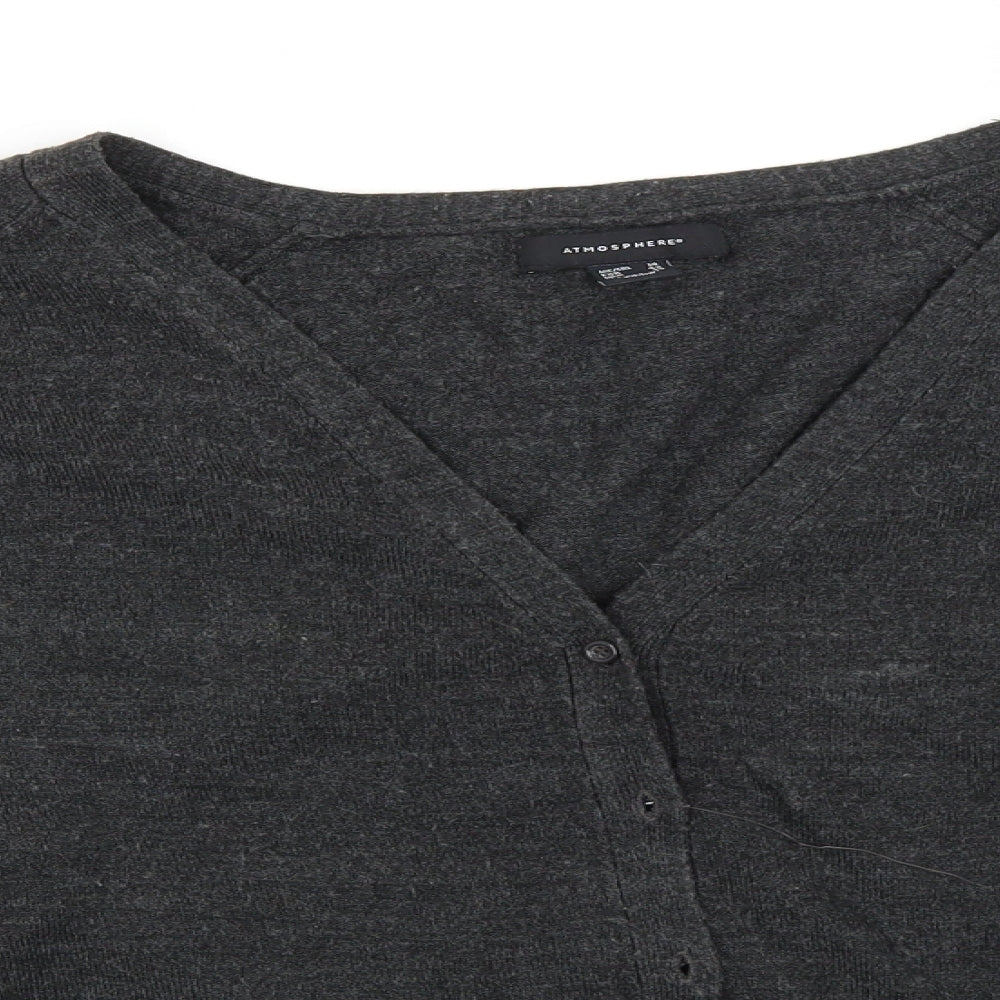 Atmosphere Womens Grey V-Neck  Acrylic Cardigan Jumper Size 14