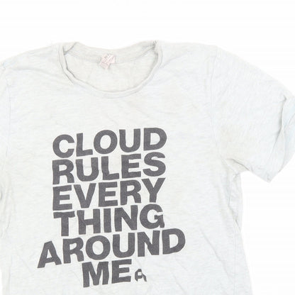 Canvas Womens Grey  Cotton Basic T-Shirt Size S Round Neck - Cloud Rules Every thing Around Me