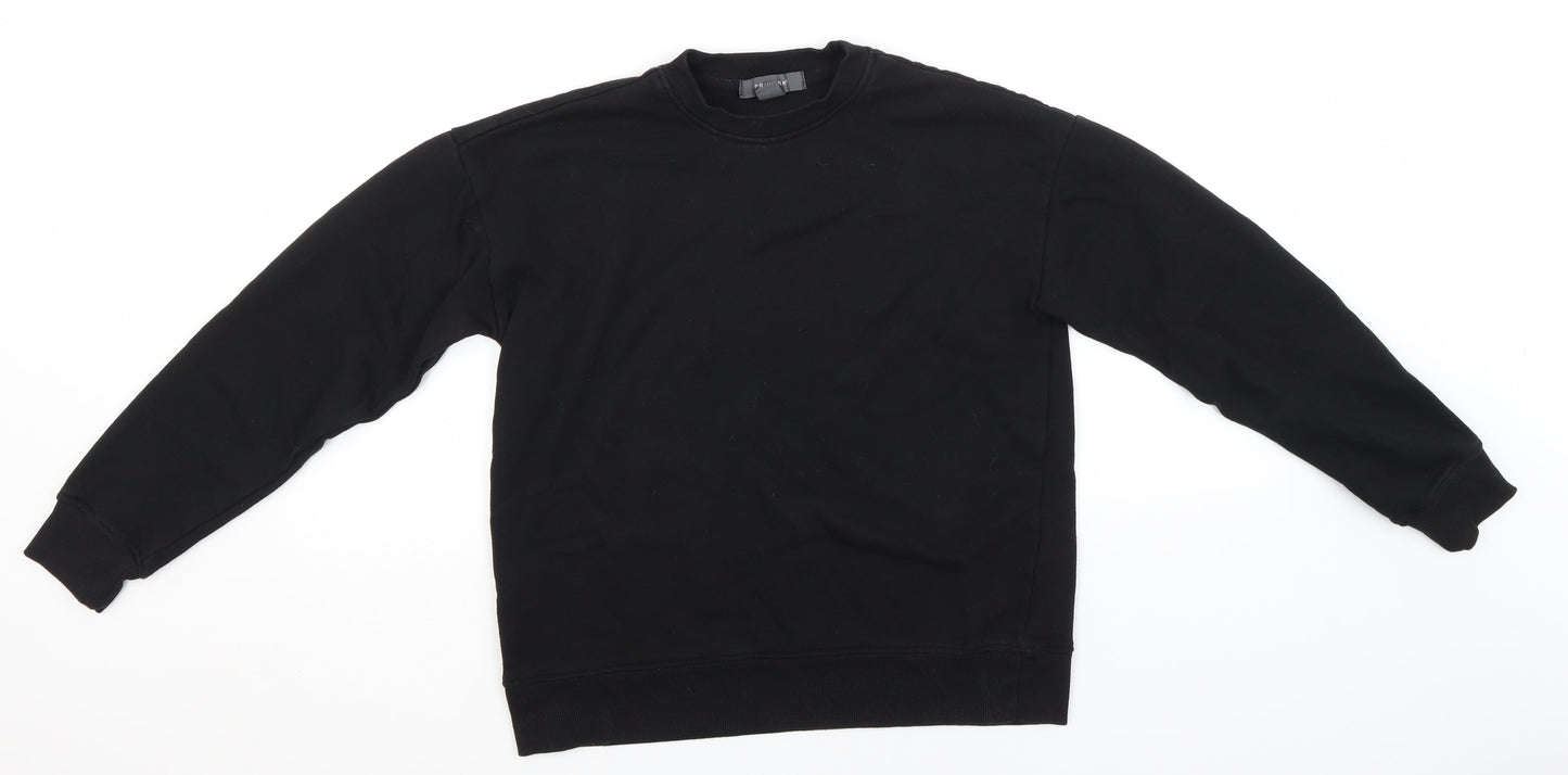 Primark Womens Black Round Neck  Cotton Pullover Jumper Size 4