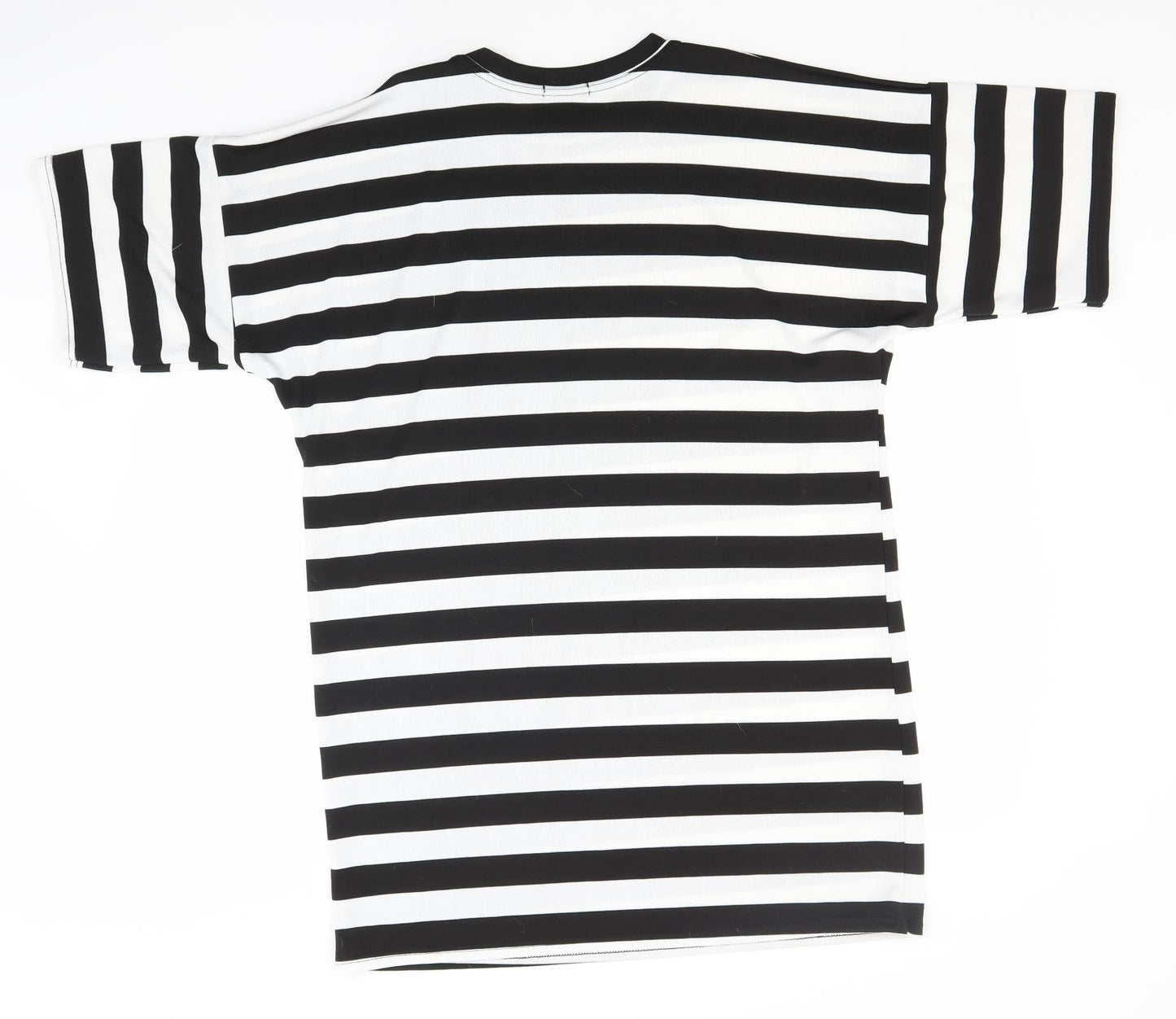 Boohoo Womens Black Round Neck Striped Polyester Pullover Jumper Size 14