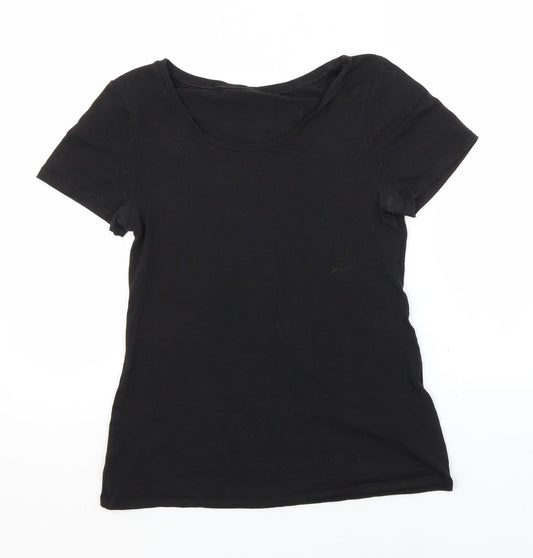 Preworn Womens Black  Acrylic Basic T-Shirt Size M Round Neck