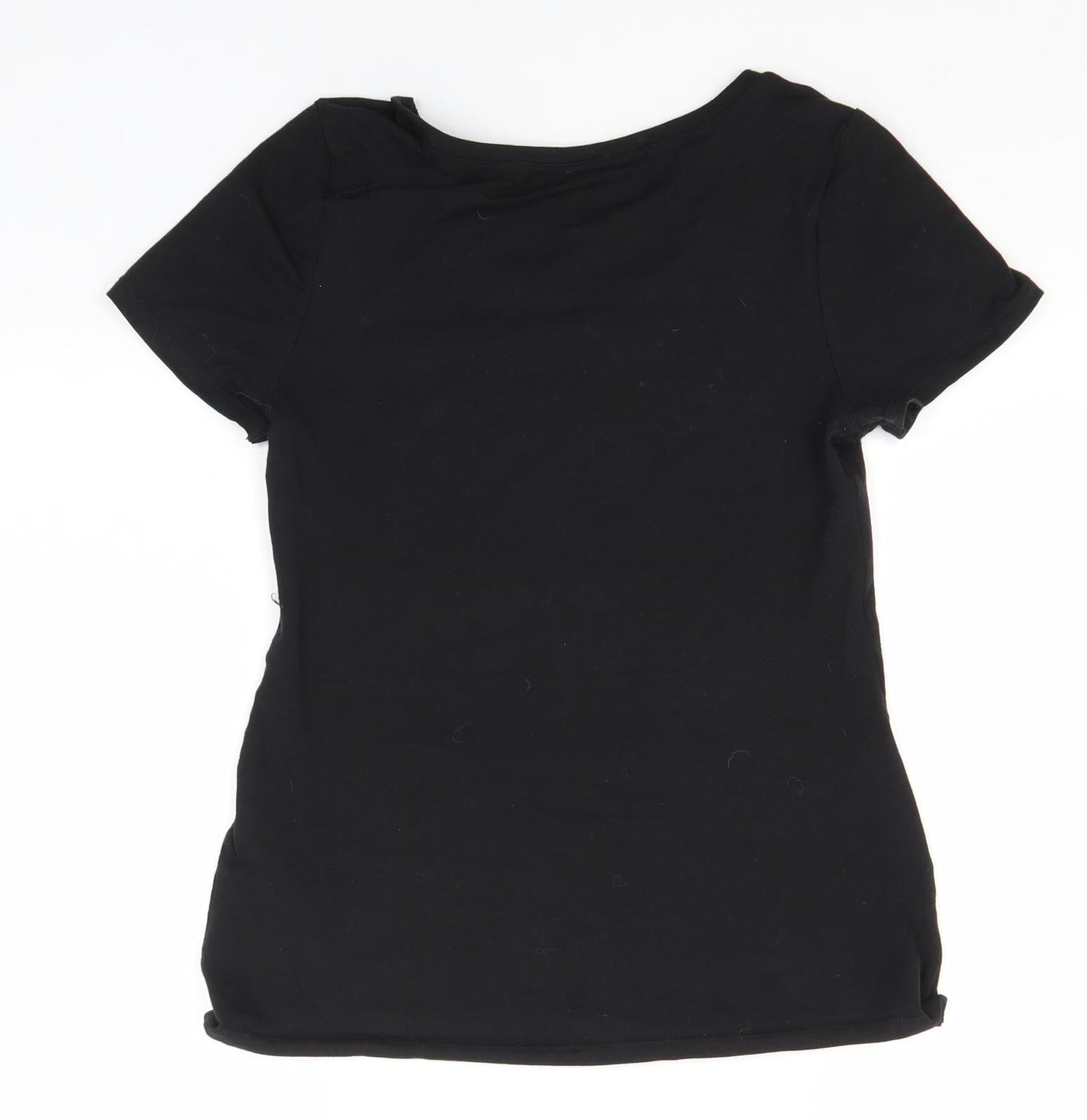 Preworn Womens Black  Acrylic Basic T-Shirt Size M Round Neck