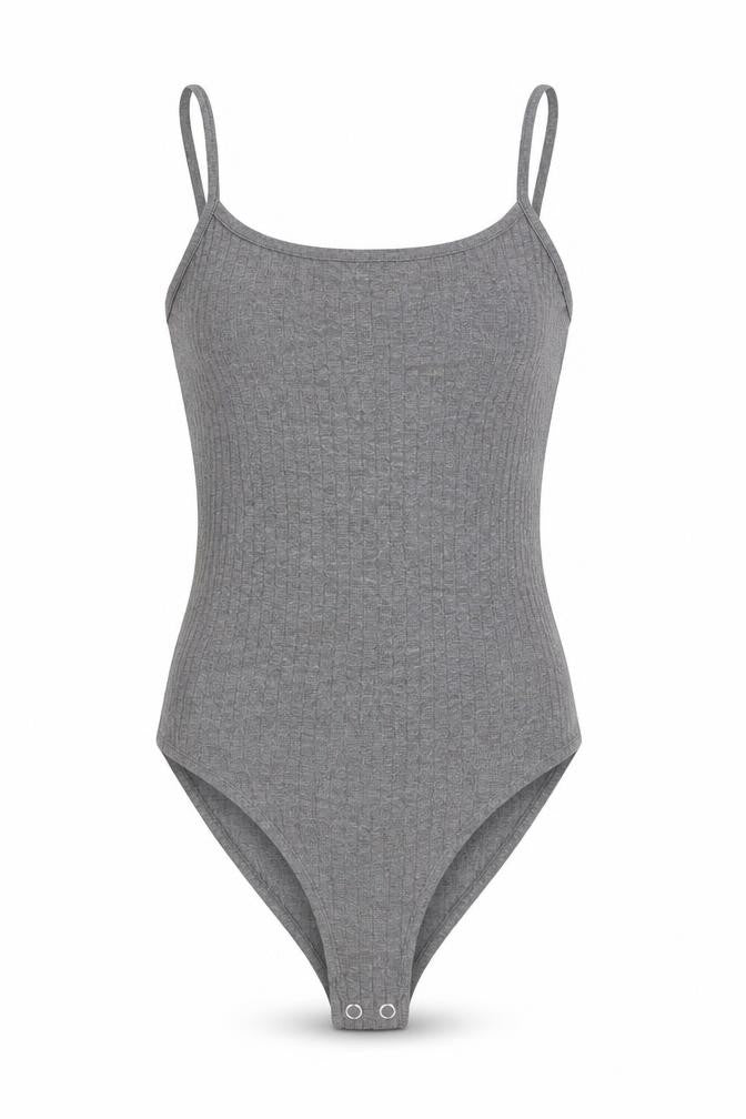 Primark Womens Grey Striped Polyester Bodysuit One-Piece Size 4