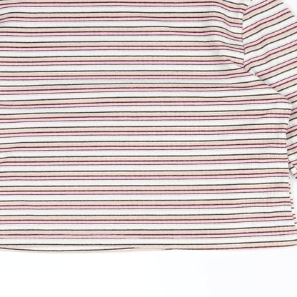 Pep&Co Girls Multicoloured Striped Polyester Basic T-Shirt Size 8-9 Years Crew Neck