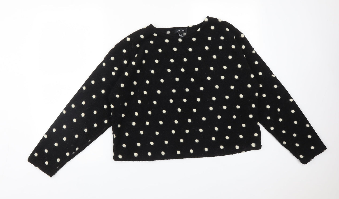 New Look Womens  Polka Dot Acrylic Basic T-Shirt Size M Crew Neck