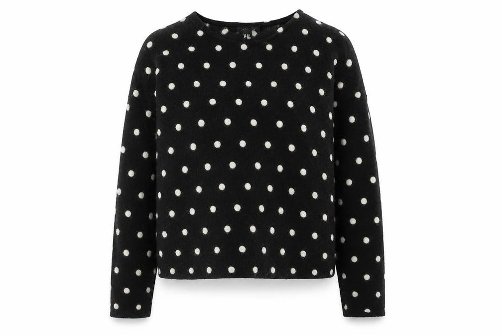 New Look Womens  Polka Dot Acrylic Basic T-Shirt Size M Crew Neck