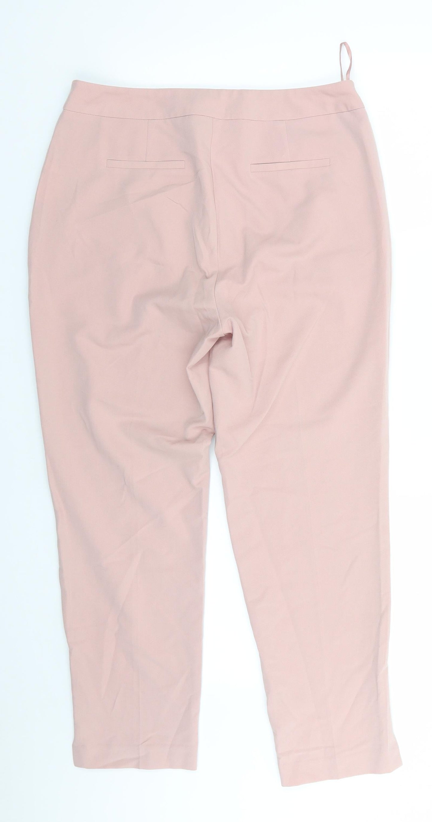 Florence and Fred Womens Pink  Polyester Capri Trousers Size 10 L25 in Regular  - Frilled pocket trims