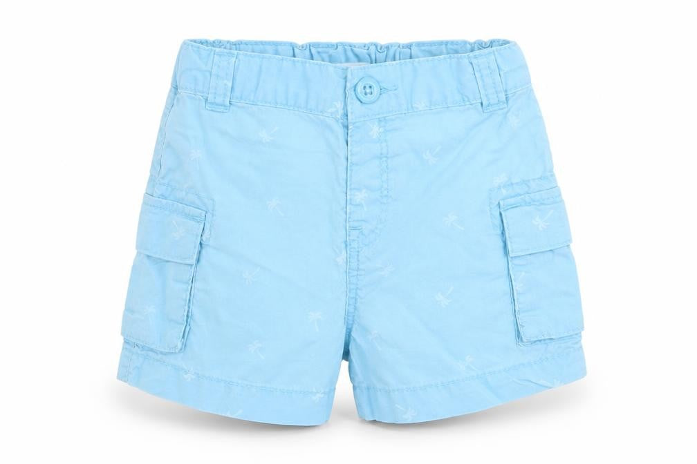 Victor Dodea Boys Blue Floral  Cargo Trousers Size 12 Months   - Palm Tree Print Back Elastication