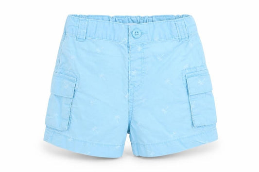 Victor Dodea Boys Blue Floral  Cargo Trousers Size 12 Months   - Palm Tree Print Back Elastication