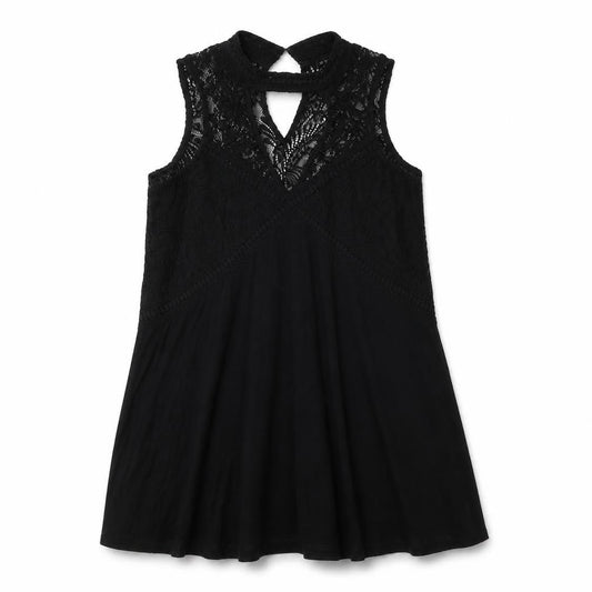 River Island Womens Black  Viscose A-Line  Size 10  High Neck  - Lace Detail