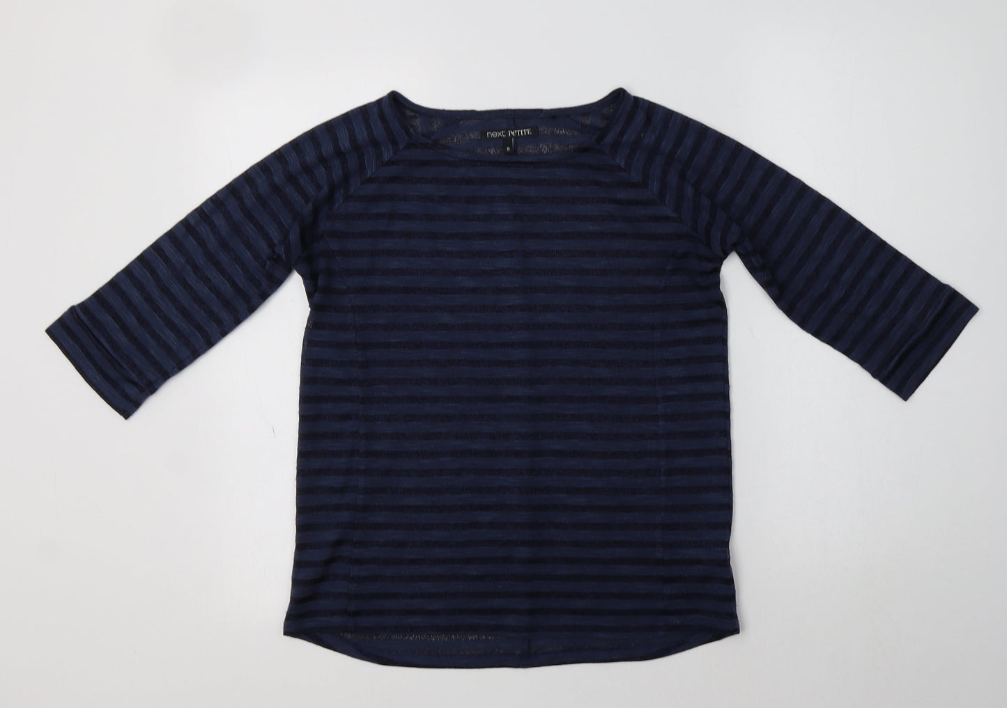 NEXT Womens Blue Striped Polyester Basic Blouse Size 8 Crew Neck