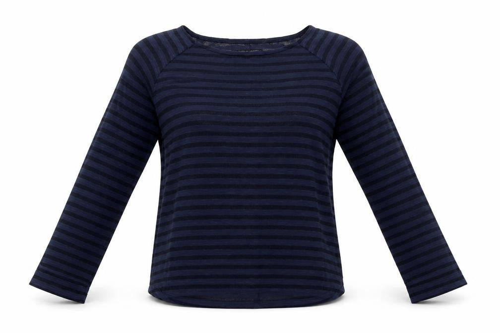 NEXT Womens Blue Striped Polyester Basic Blouse Size 8 Crew Neck
