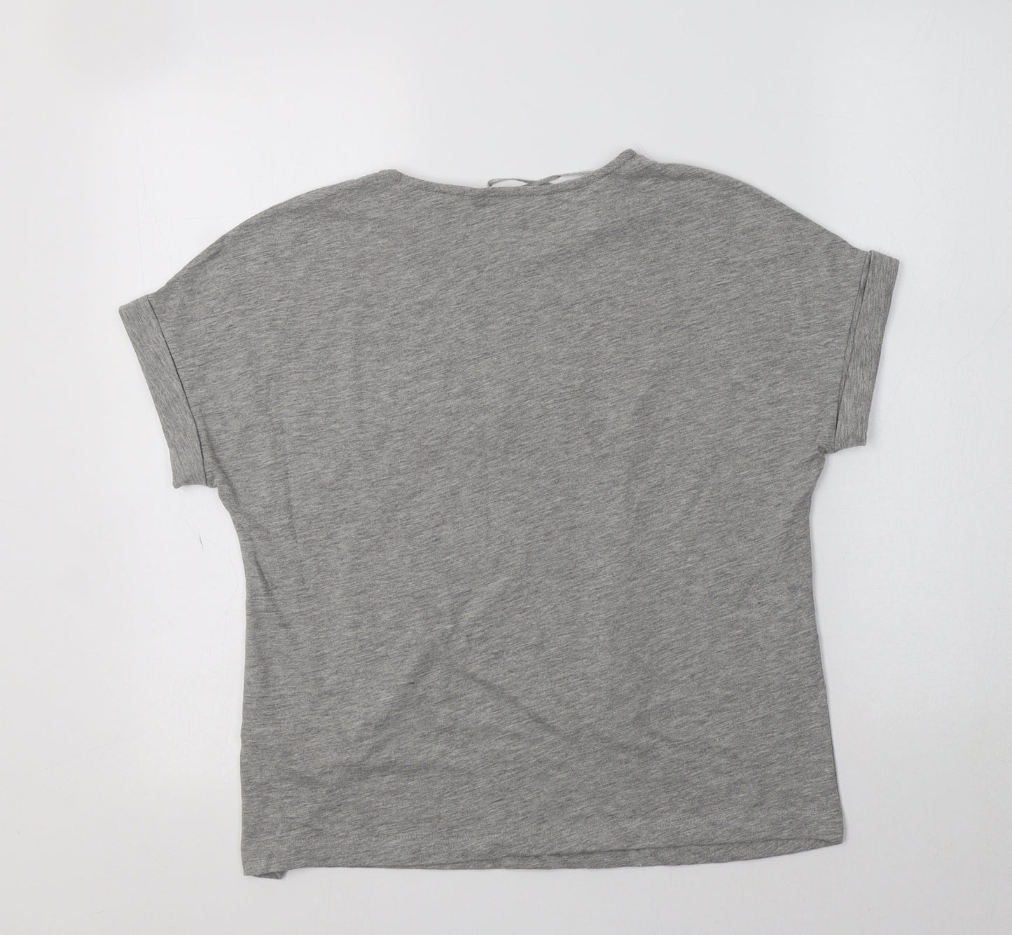 Red Herring Womens Grey  Polyester Basic T-Shirt Size 8 Crew Neck - Love