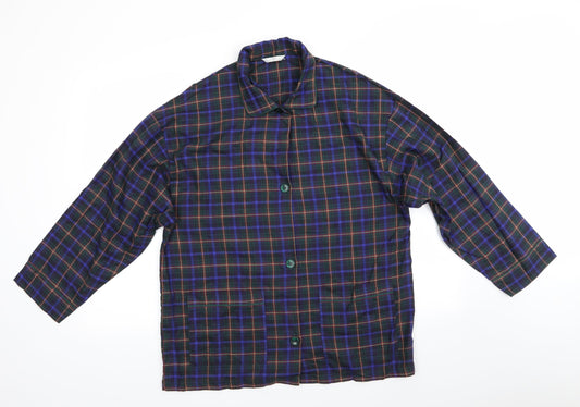 Marks and Spencer Womens Green Check Cotton  Pyjama Top Size 12   - Green Blue Red Yellow
