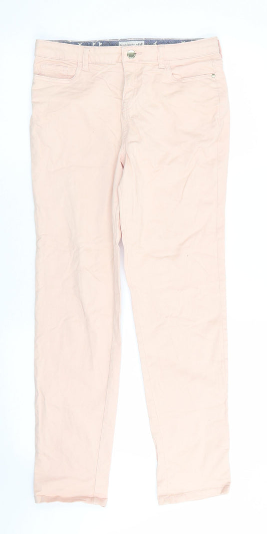 Casual Collection by F&F Womens Orange  Cotton Chino Trousers Size 8 L29 in Regular  - Peach in Colour