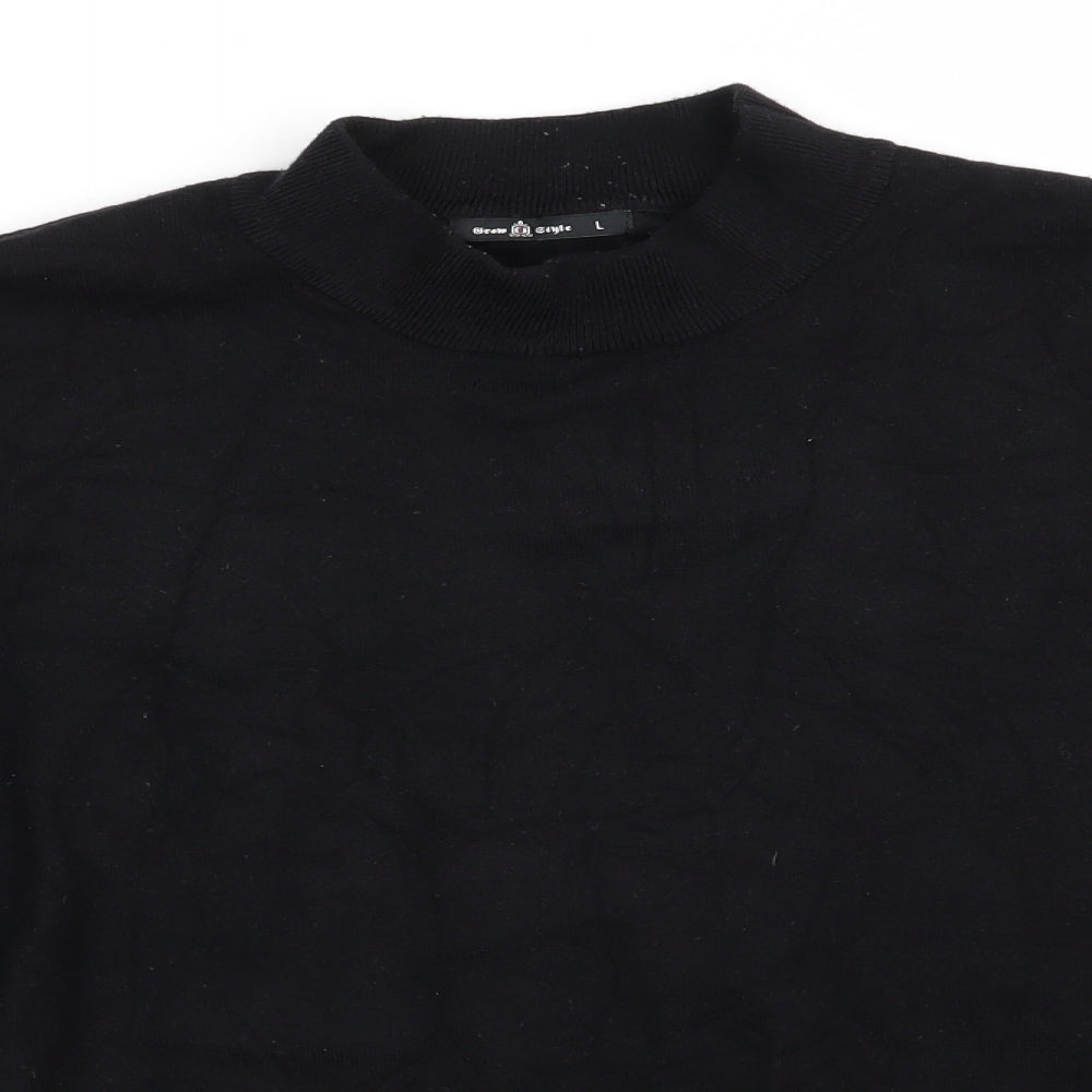 Grow Style Womens Black High Neck  Nylon Pullover Jumper Size L