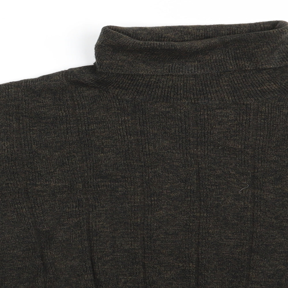 New Look Womens Green Roll Neck Striped Cotton Pullover Jumper Size 12   - Green mix Vertical Same colour stripe