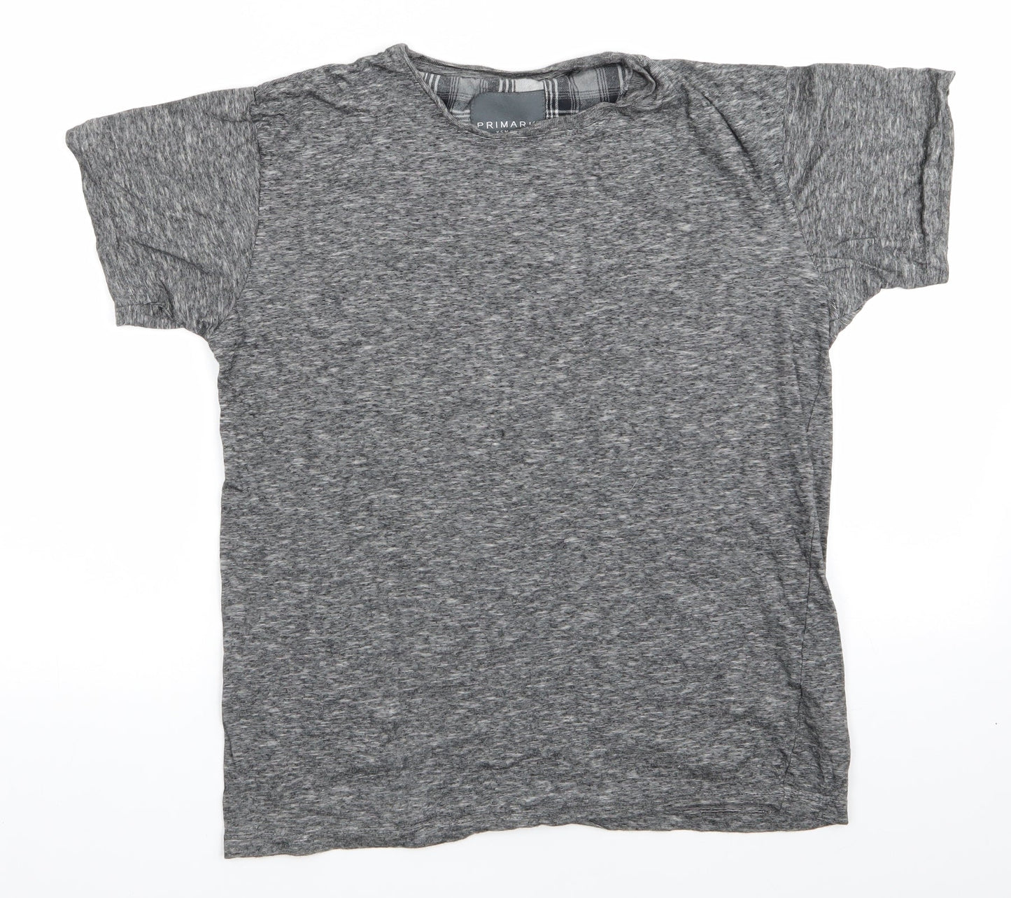 Primark Mens Grey Solid Cotton  Pyjama Top Size XS   - Grey Mix