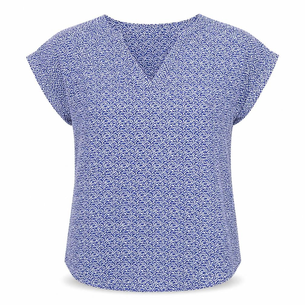 Papaya Womens Blue Geometric Polyester Basic Blouse Size 10 V-Neck - Small square blue mix pattern