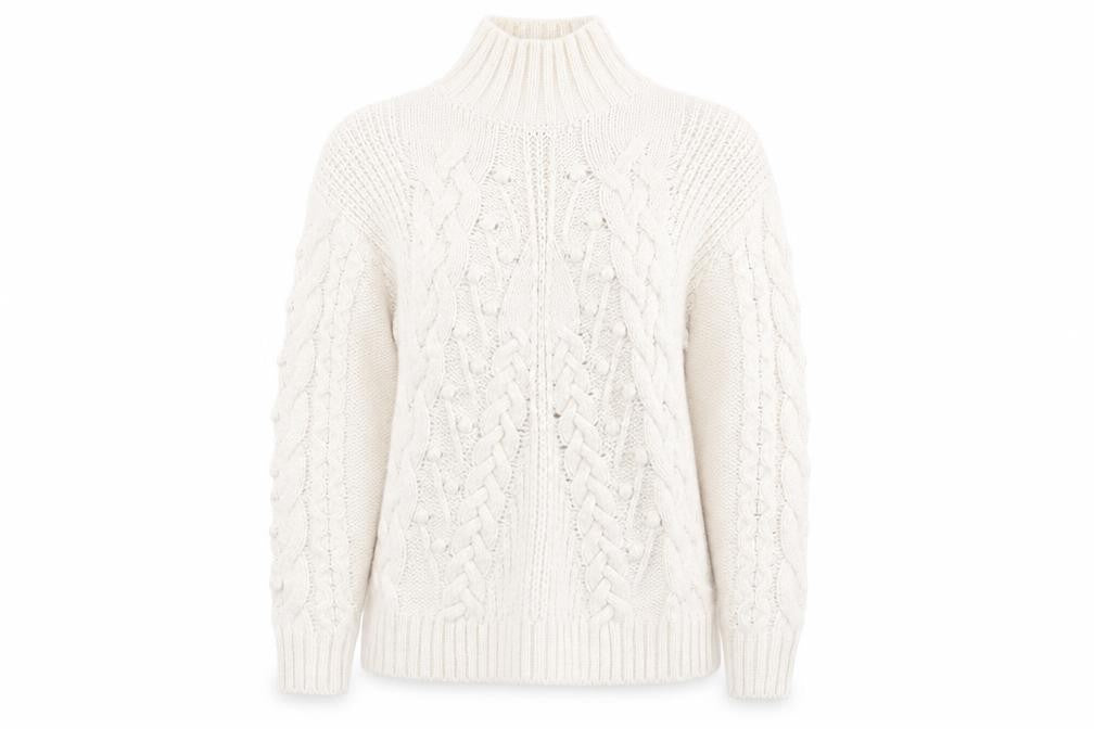 Primark Womens Ivory High Neck   Pullover Jumper Size M   - Pale pink Ivory mix