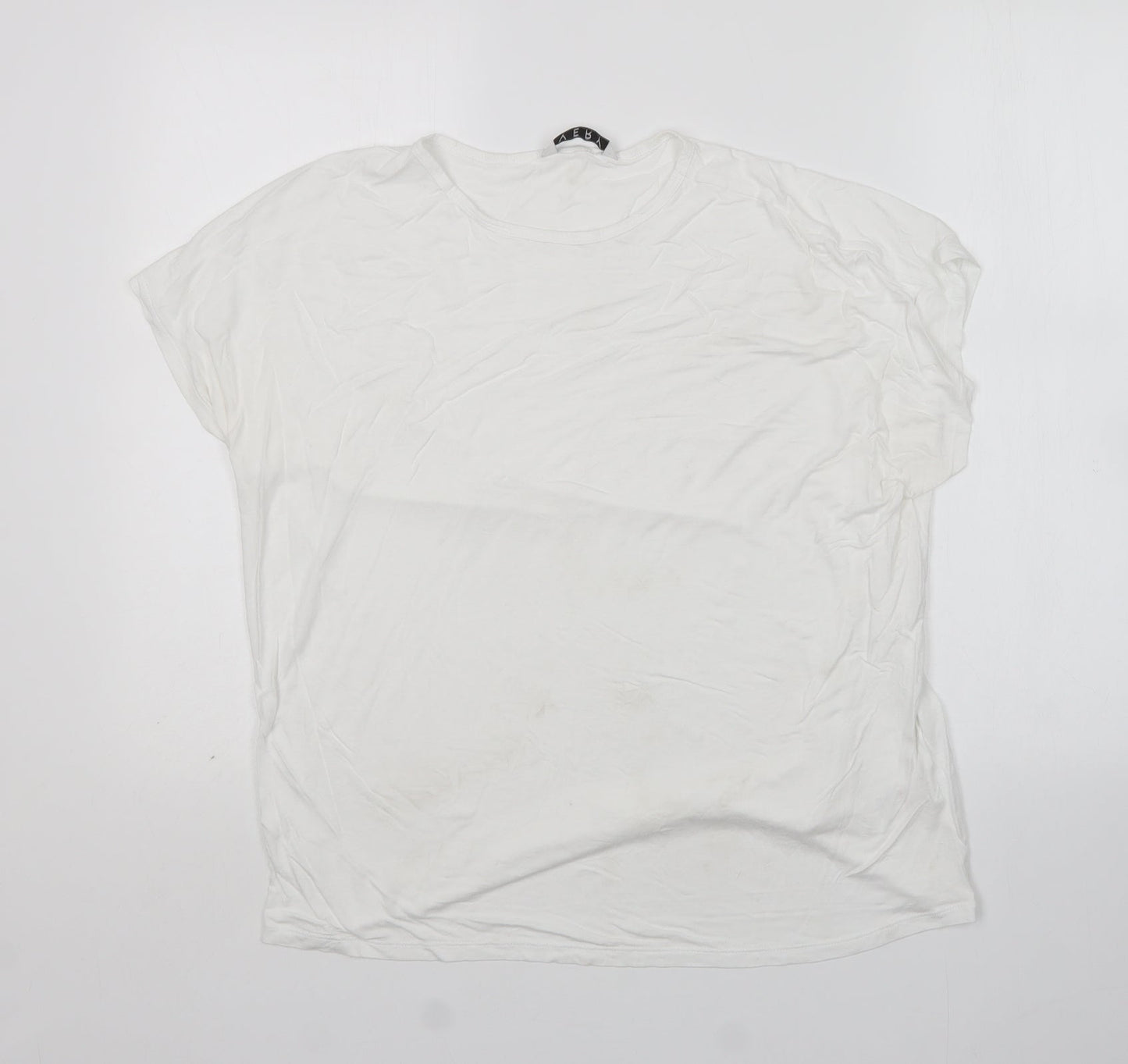 Very Womens White  Viscose Basic T-Shirt Size 14 Round Neck