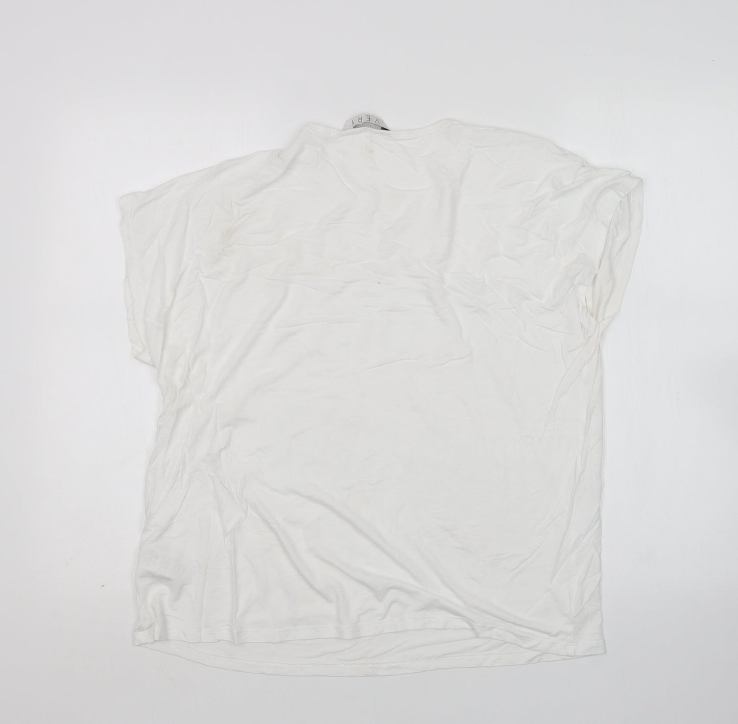 Very Womens White  Viscose Basic T-Shirt Size 14 Round Neck