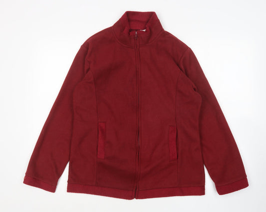 Anne De Lancay Womens Red Mock Neck  Polyester Full Zip Jumper Size 10