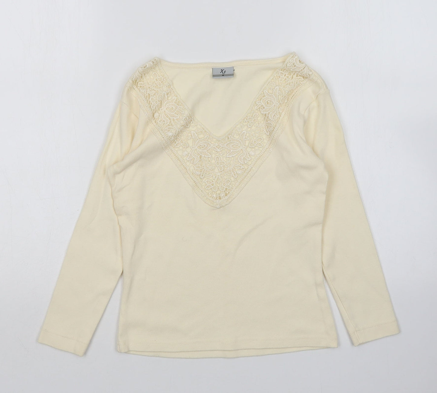 Xe Womens Ivory V-Neck   Pullover Jumper Size M