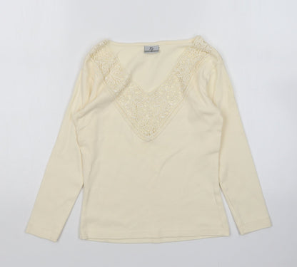 Xe Womens Ivory V-Neck   Pullover Jumper Size M