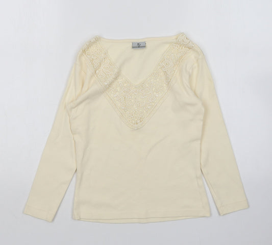 Xe Womens Ivory V-Neck   Pullover Jumper Size M